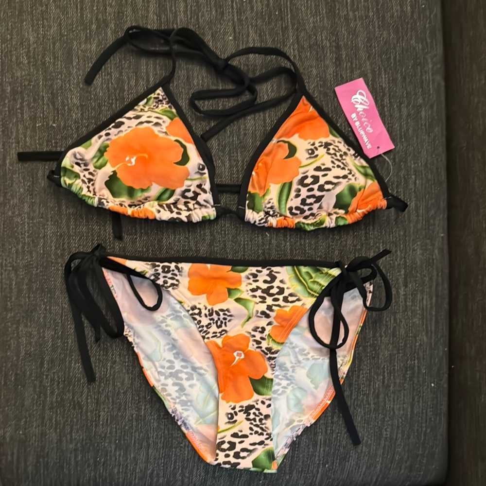 NWT Choice Blue Wave Orange and Black Bikini Swimwear